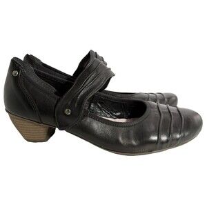 Rieker Antistress Leather Mary Jane Low Heel Pumps Black Size 39/US 8 Comfort